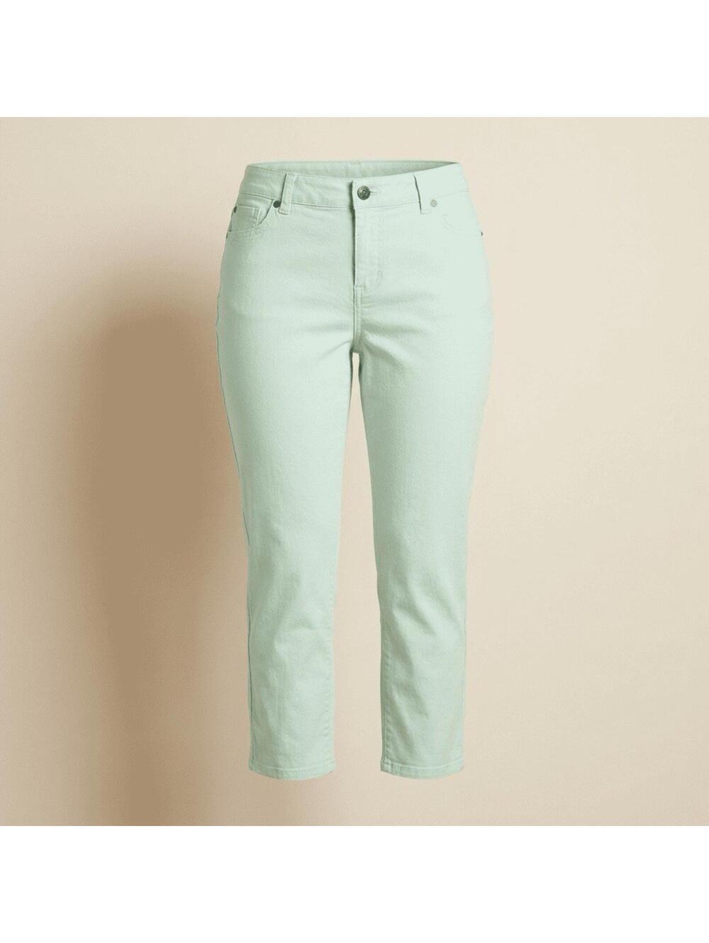 Talbots Signature Slim Crop Mid Rise Stretch Pants Womens 10/30 Mint Green